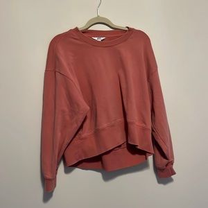 red-pink distressed crewneck